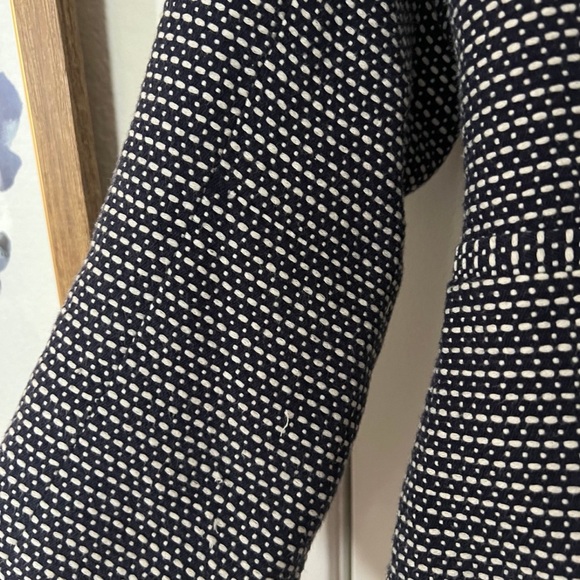 Cynthia Rowley Navy Blue White Tweed Preppy Blazer Cropped Jacket Medium M - Picture 4 of 5